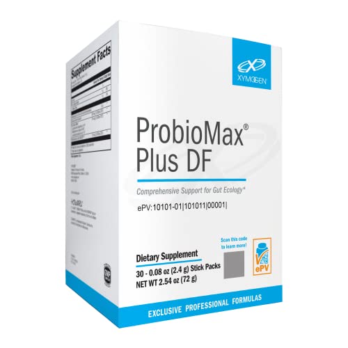XYMOGEN ProbioMax Plus DF - Probiotic Powder Supplement - Dairy Free Probiotics for Digestive Health + Saccharomyces boulardii - Lactobacillus acidophilus + Bifidobacterium longum (30 Stick Packs)