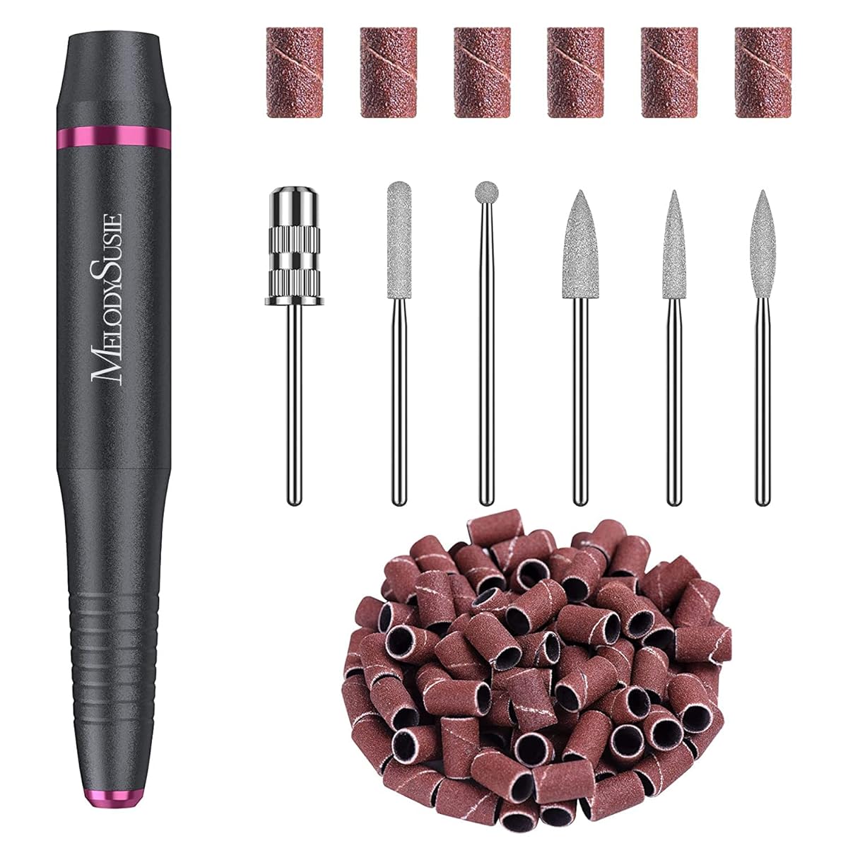 MelodySusie Electric Nail Drill Kit, Portable Electric Nail File Set for Acrylic Gel Nails, Professional Nail Drill Machine Efile Manicure Pedicure Tools with Nail Drill Bits for Home Salon Use, Grey