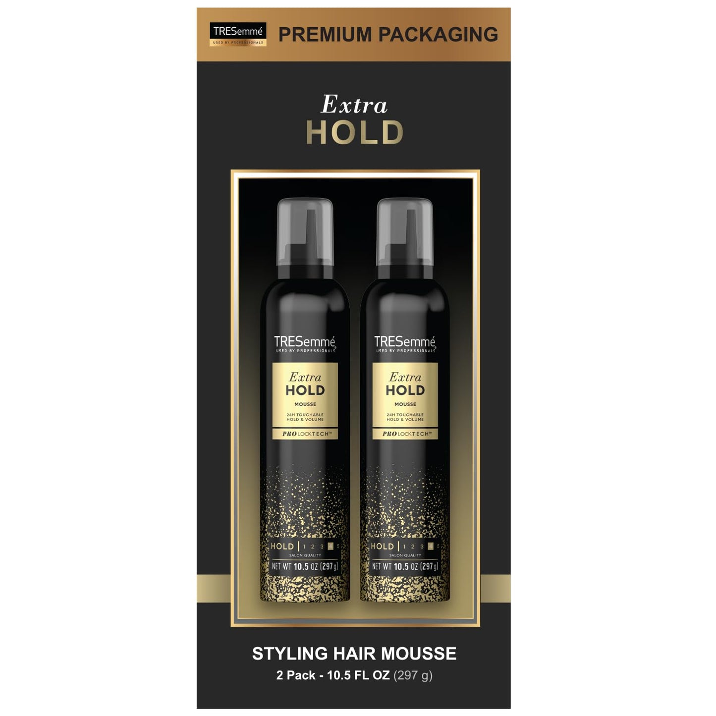 TRESemmŽ Mousse Tres Extra Hold, Extra Firm Control Mousse, Frizz Control with Flexible Feel, Hair Styling Mousse, Styling Foam for All Hair Types, Humidity Resistant, 2 pack - 10.5 oz each