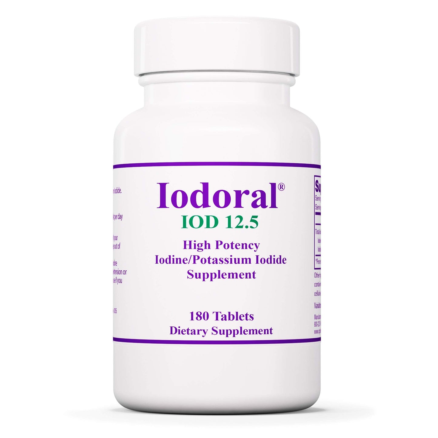 Optimox Iodoral 12.5 mg High Potency Iodine Nutritional Supplement 180 Tablets