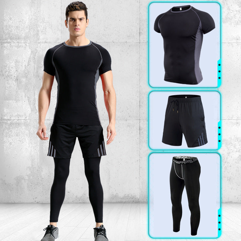 Sports suits men's stretch quick-drying short sleeves - Blue Force Sports