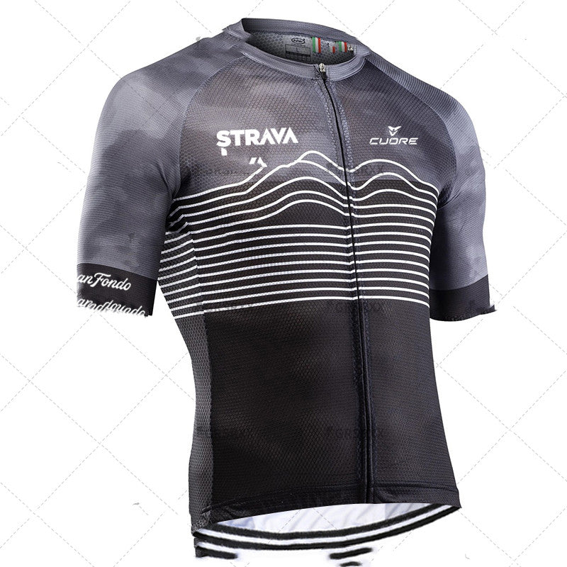 Cross-border Team Version Summer Cycling Jersey Men's Stretch High Neck Short-sleeved Shirt NW Outdoor Road Cycling Jersey - Blue Force Sports