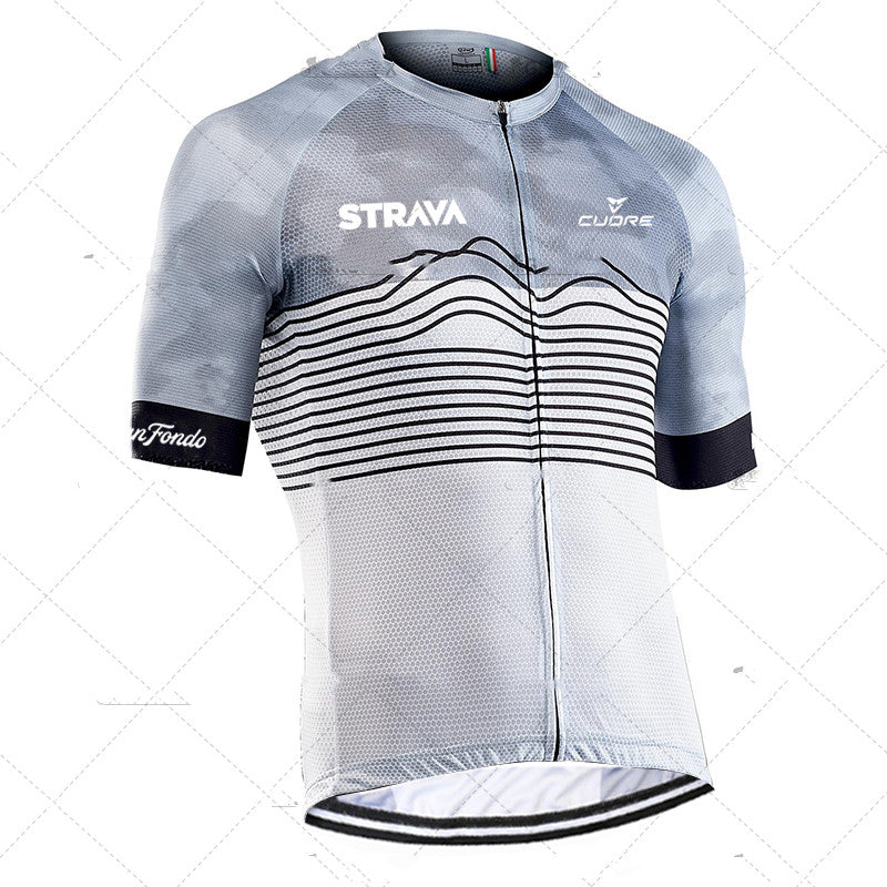 Cross-border Team Version Summer Cycling Jersey Men's Stretch High Neck Short-sleeved Shirt NW Outdoor Road Cycling Jersey - Blue Force Sports