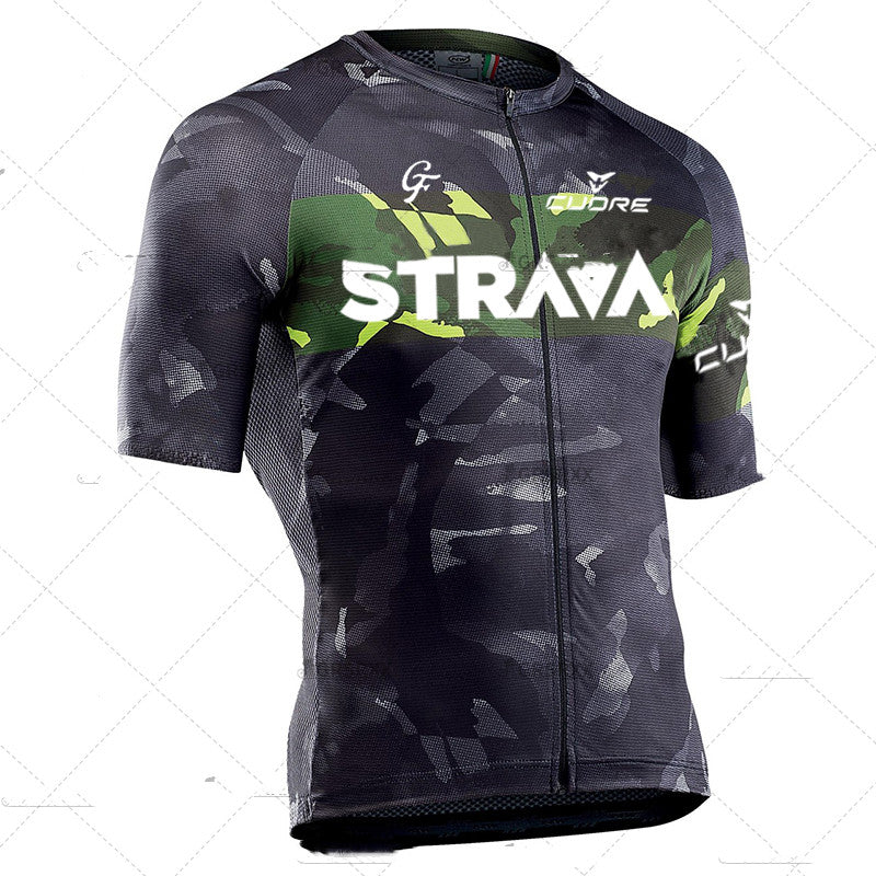 Cross-border Team Version Summer Cycling Jersey Men's Stretch High Neck Short-sleeved Shirt NW Outdoor Road Cycling Jersey - Blue Force Sports