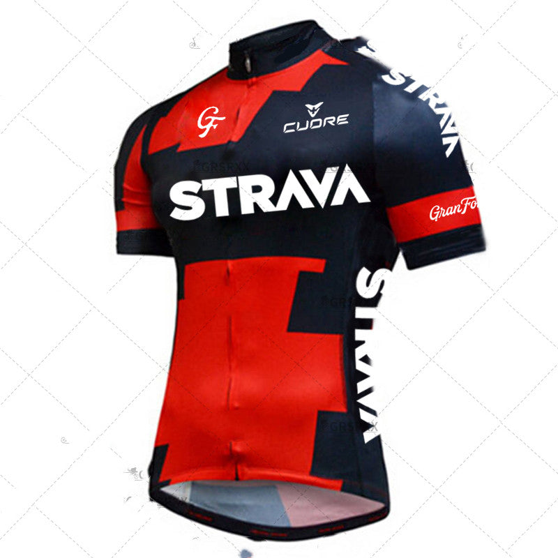 Cross-border Team Version Summer Cycling Jersey Men's Stretch High Neck Short-sleeved Shirt NW Outdoor Road Cycling Jersey - Blue Force Sports