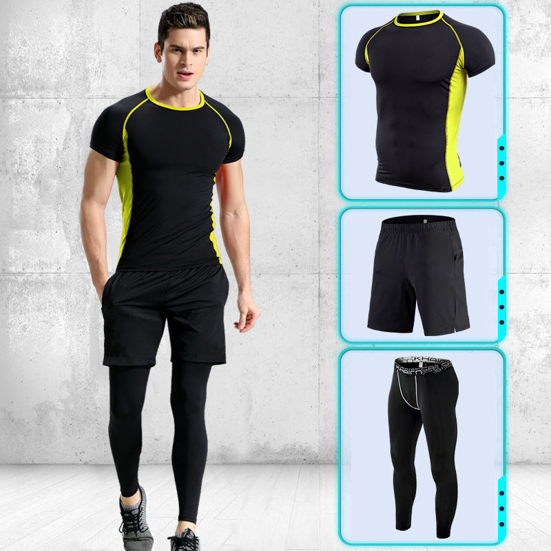 Sports suits men's stretch quick-drying short sleeves - Blue Force Sports