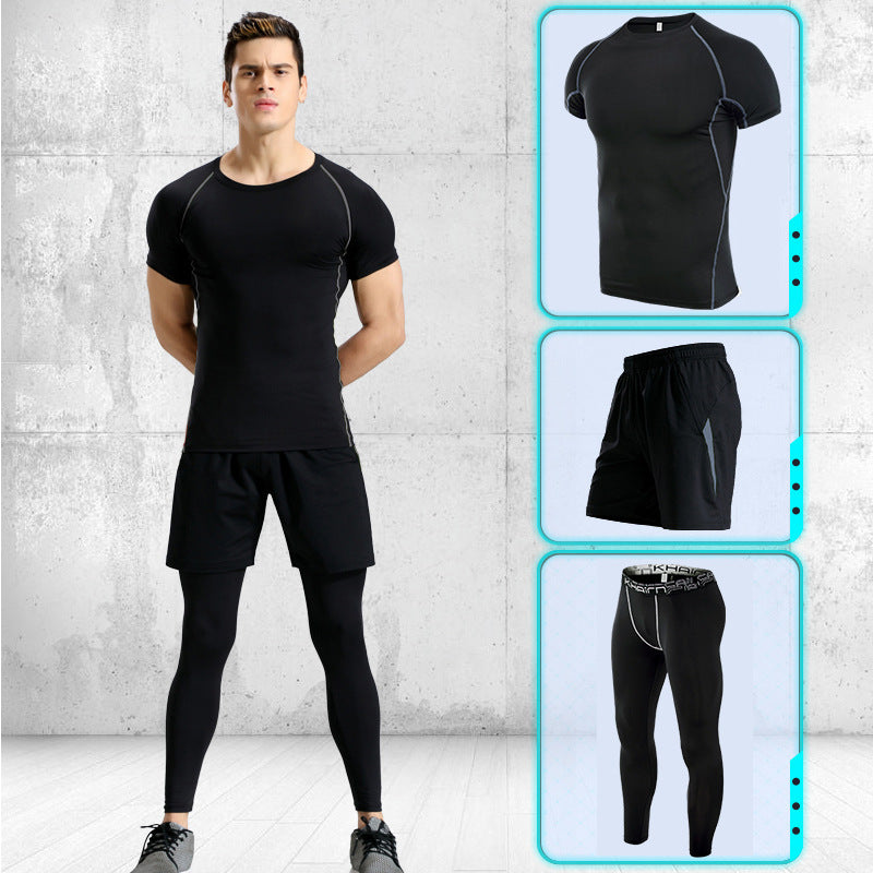 Sports suits men's stretch quick-drying short sleeves - Blue Force Sports