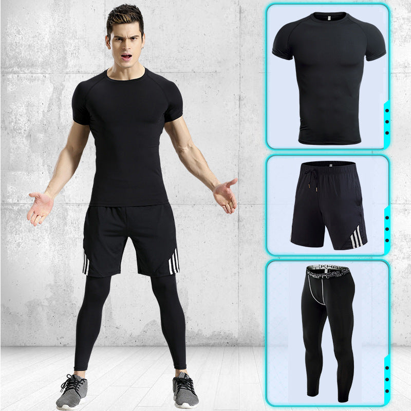 Sports suits men's stretch quick-drying short sleeves - Blue Force Sports