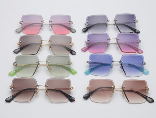 Square rimless cut edge sunglasses