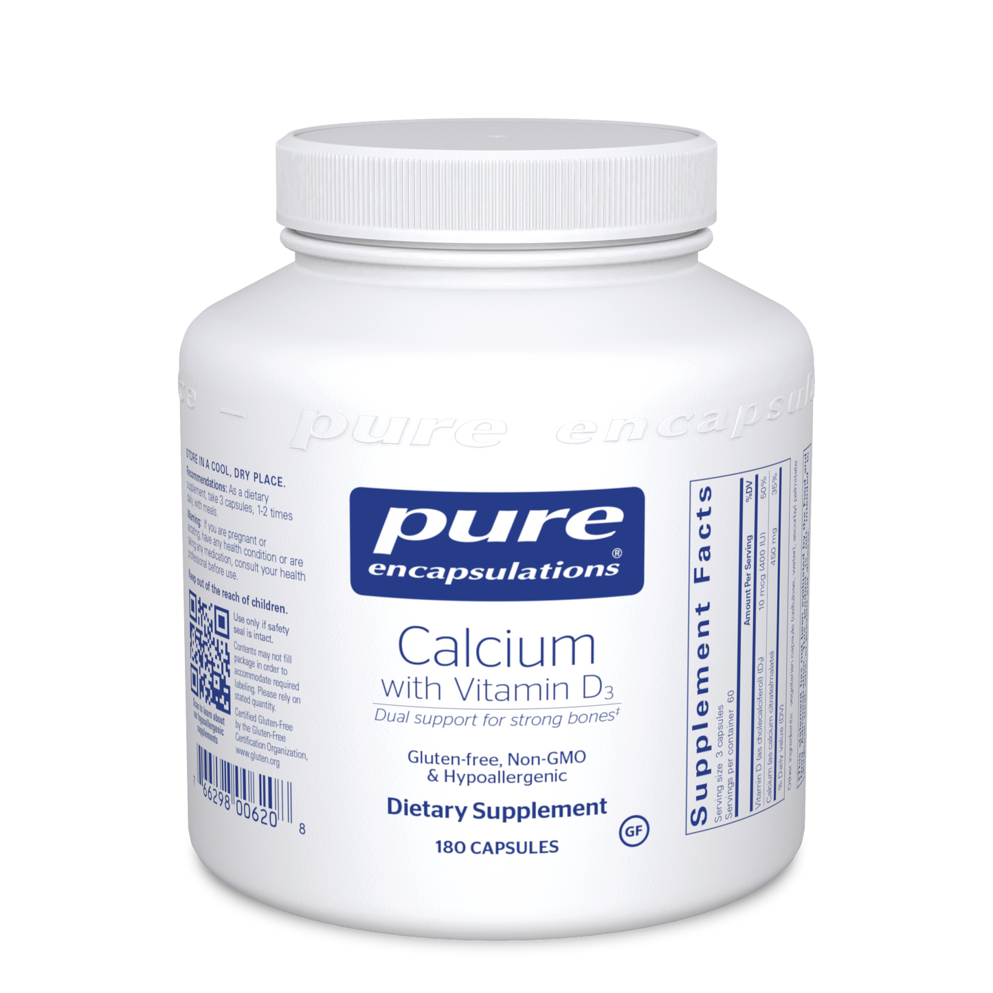 Pure Encapsulations Calcium with Vitamin D3 180 vegcaps