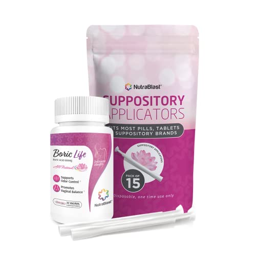 NutraBlast Combo Boric Acid Vaginal Suppositories-30 w/ Applicator-15