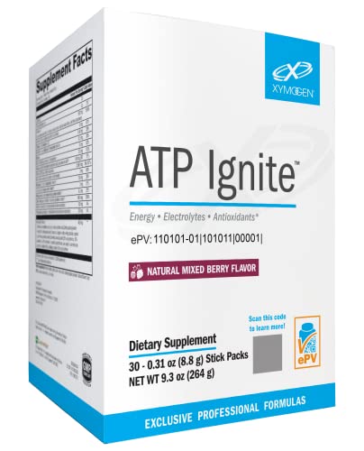 XYMOGEN ATP Ignite Revitalizing Energy Drink Powder 30 Mixed Berry Stick Packs