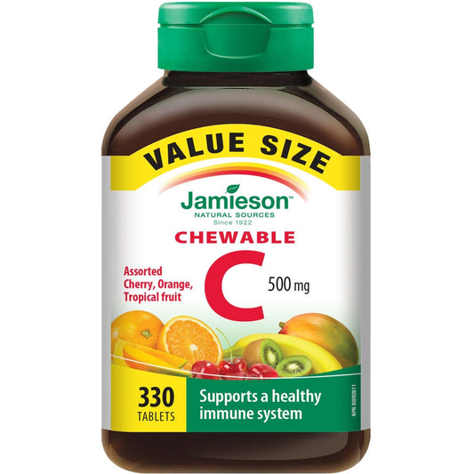 Jamieson Chewable Vitamin C 500 mg Mixed 3 Flavours Value Pack 330 pcs NEW
