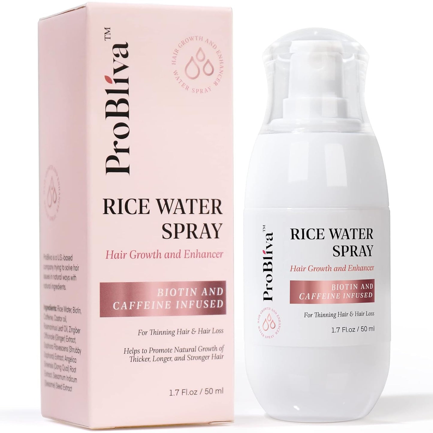 ProBliva Hair Growth Serum, Rice Water Spray for Hair Growth, Rice Water for Hair Growth, Hair Growth for Women, Rice Water for Hair, Hair Loss Treatments for Women, with Biotin and Caffeine