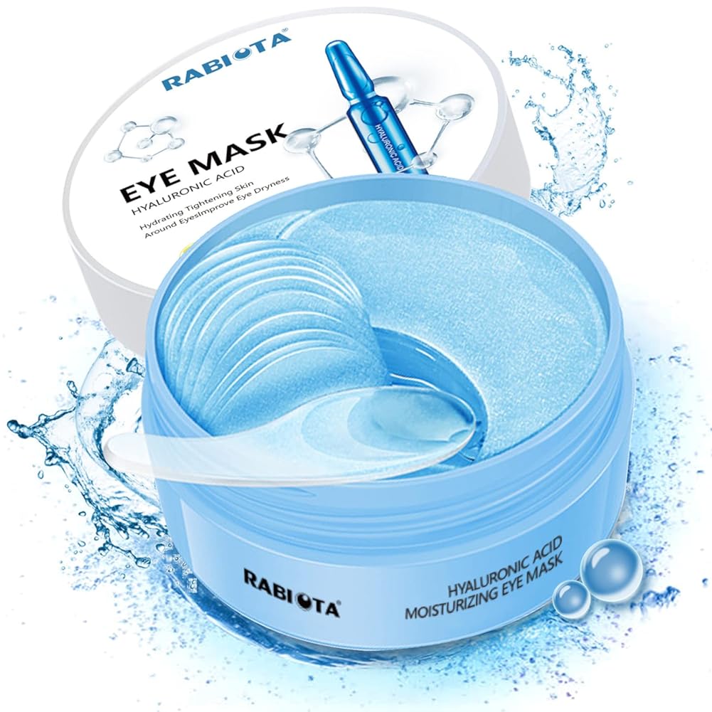 RABIOTA Under Eye Patches,30 pairs Hyaluronic Acid Anti-Aging Under Eye Mask, Collagen Under Eye Gel Pads for Dark Circles, Wrinkles, Fine Line, Puffiness (Blue)