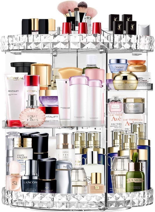 MISERWE Makeup Organizer 360 Degree Rotating 7 Adjustable Layers Large Capacity Cosmetic Organizer Transparent Make Up Organizers and Storage