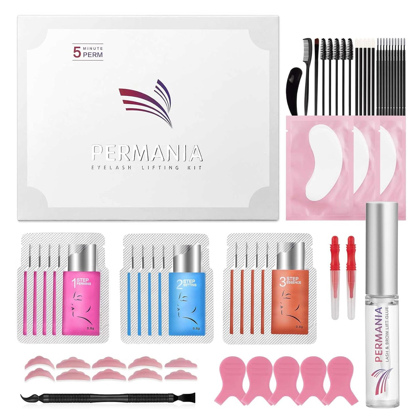 Lash Lift Kit, PERMANIA Eyelash Perm Kit, Professional Eyelash Curling Lash Extension Set, Brow Lamination Kit, All in One Suitable for Salon and Home Use, Long Lasting 6 Weeks