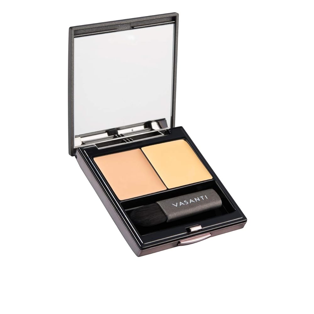 Wonders of the World Concealer Duo by VASANTI - Hide Dark Circles, Scars - Colour Correcting Full Coverage Concealer Duo - Includes a Colour Corrector & Concealer with Mirror/Mini Brush (Y2 - Yellow)