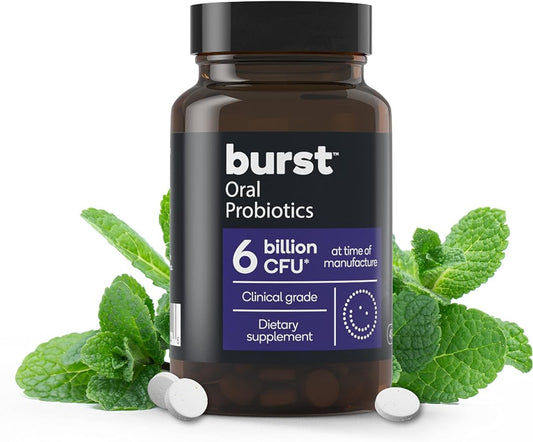BURST Oral Probiotic - Bad Breath Support for Adults - Chewable Dental Oral Probiotics for Immune Support, Fresh Breath with Blis K12 & M18 - Mint (45 Count)