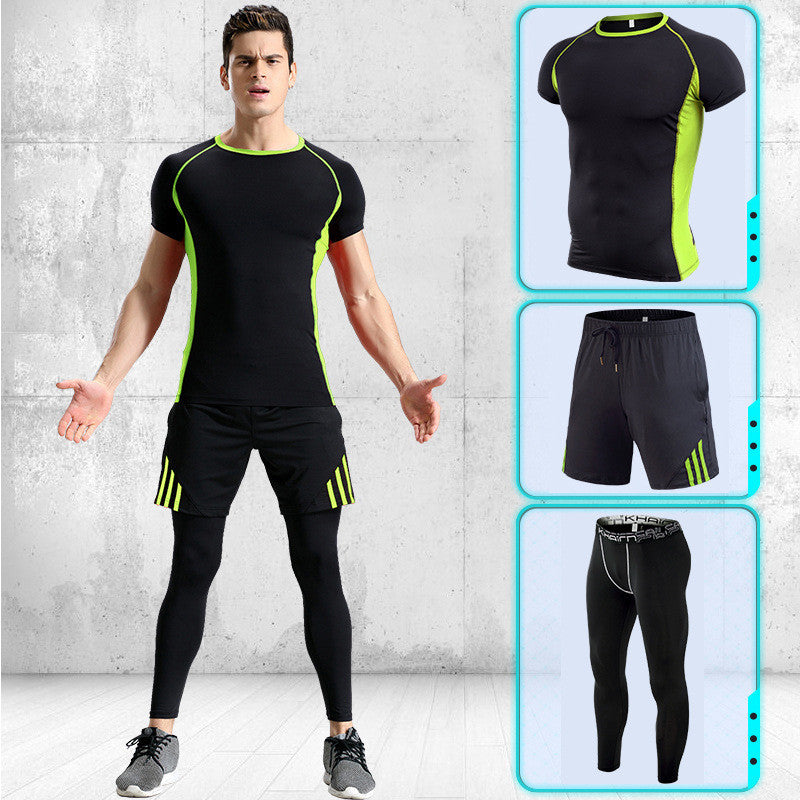 Sports suits men's stretch quick-drying short sleeves - Blue Force Sports