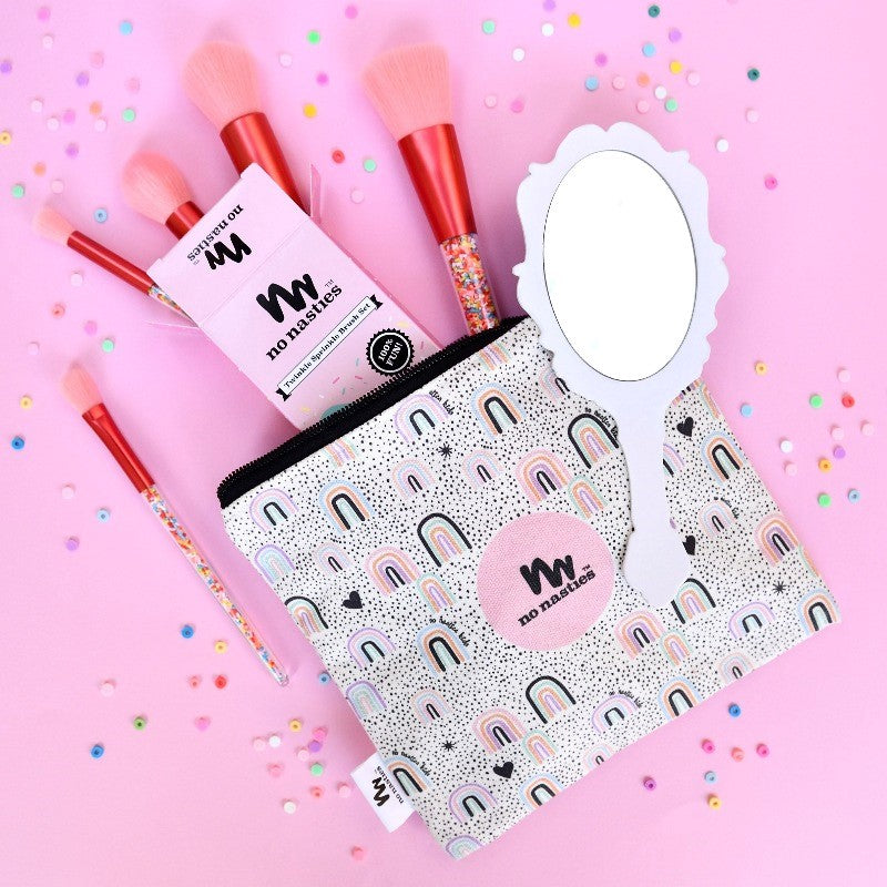 Accessories Pack with Rainbow Cosmetic Bag, Mirror and Twinkle Brush Set