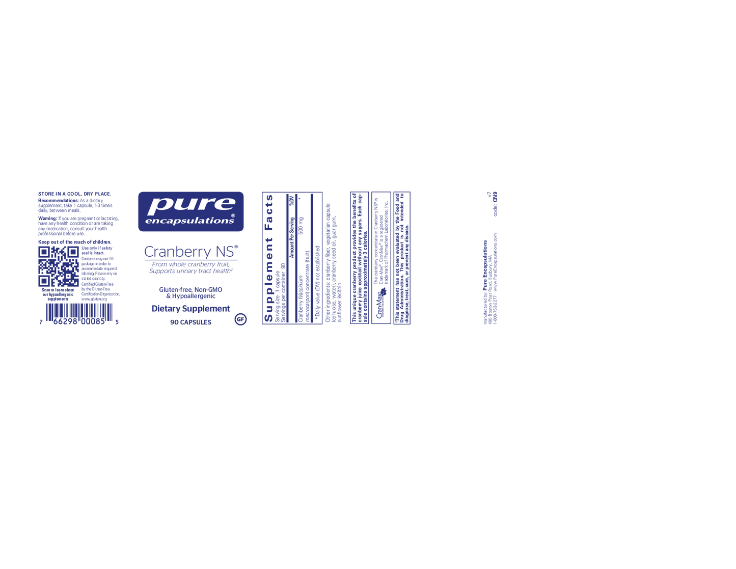 Pure Encapsulations Cranberry NS 500 mg
