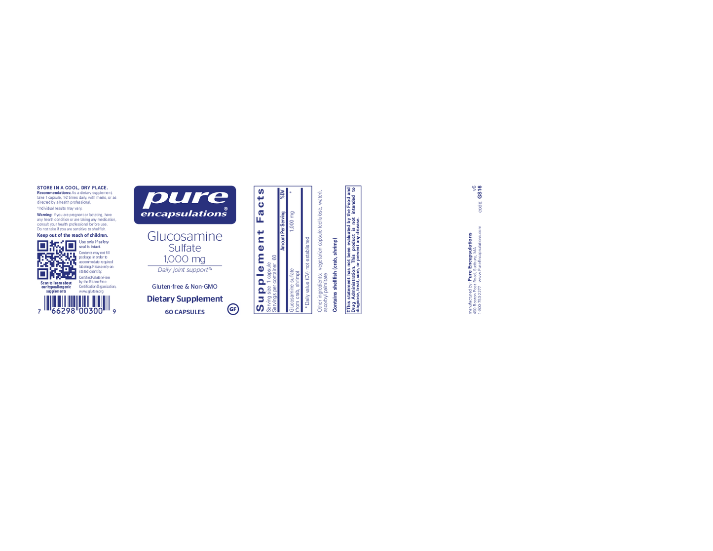 Pure Encapsulations Glucosamine Sulfate 1000 mg