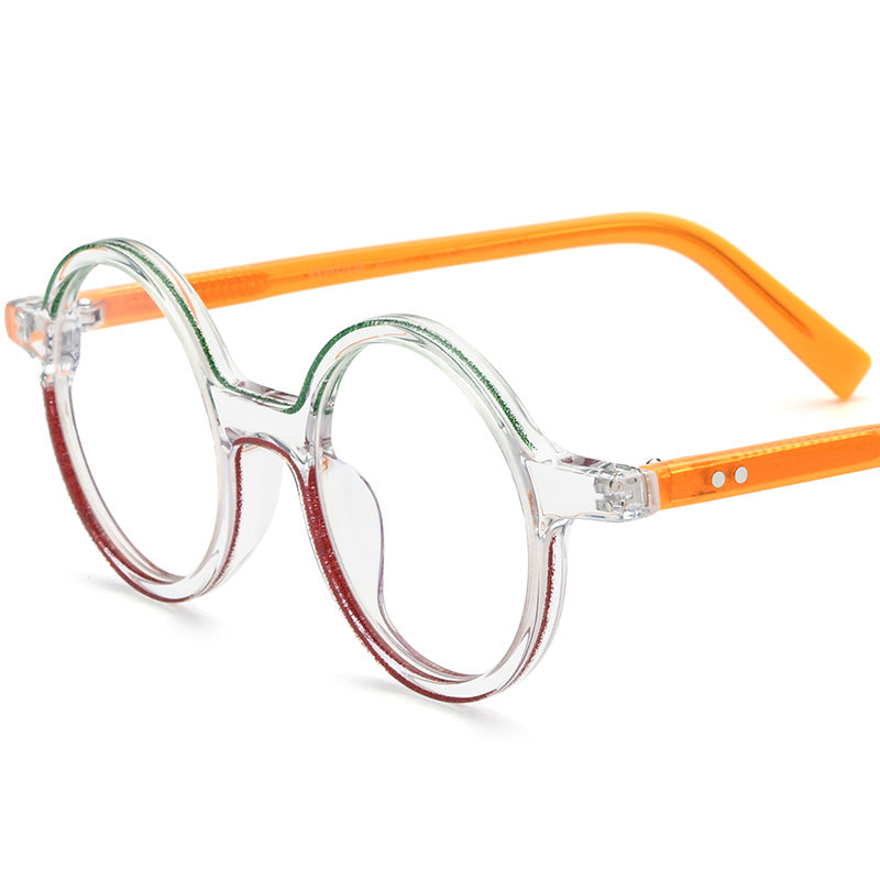 Color Blocking Fashionable Round Plate Glasses - Blue Force Sports