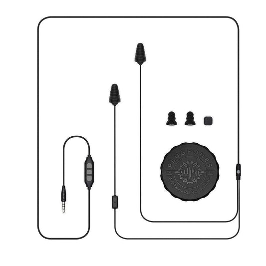 New Plugfones PGP-BB Guardian plus Earphone W/ Foam & Silicon Tip, Black/Gray, 54"